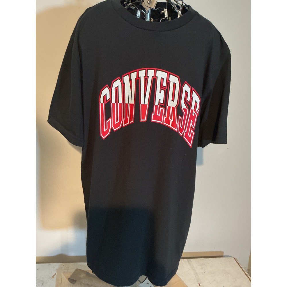 Converse Mens Graphic T‎ Black Red White Arched Logo Size Large Short Sleeve